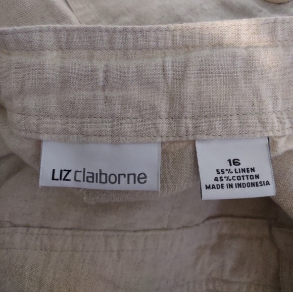 Liz Claiborne Women's Linen Cotton Crop Pants Straight Leg Color Flax Sz 16 NWT - Picture 13 of 14